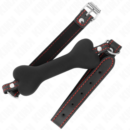 Black 12 cm bone gag from KINK, featuring a 63 x 2 cm design, ideal for bondage and BDSM play.