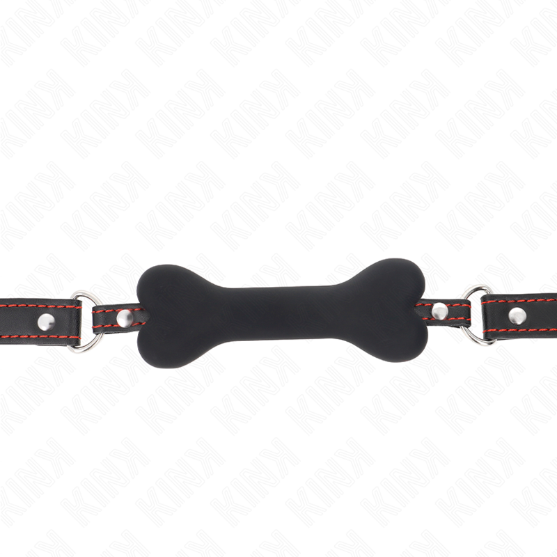 KINK black bone gag, 12 cm, featuring a sleek design with a 63 x 2 cm size, perfect for bondage play.