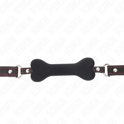 KINK black bone gag, 12 cm, featuring a sleek design with a 63 x 2 cm size, perfect for bondage play.