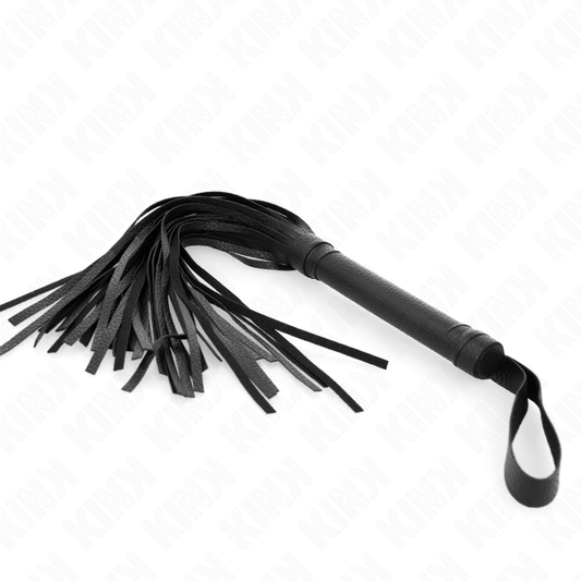 Látigo azul oscuro de 43.5 cm de la marca KINK Impact & Touch, con cuerda de cuero y mango ergonómico para juegos de BDSM.