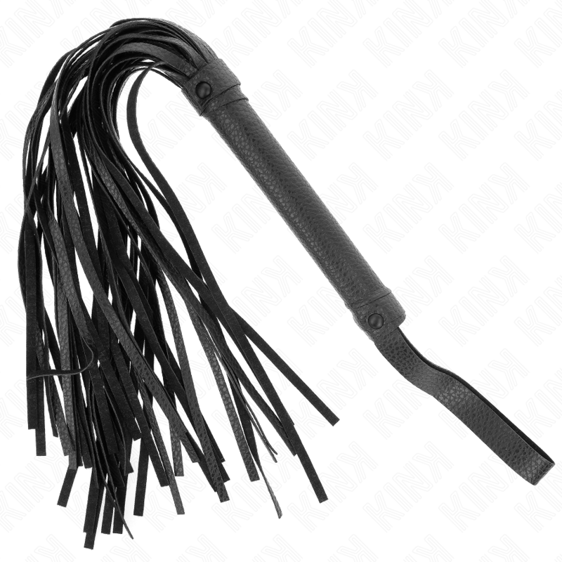 Látigo azul oscuro de 43.5 cm de la marca KINK Impact & Touch, con cuerda de cuero y mango ergonómico para BDSM.
