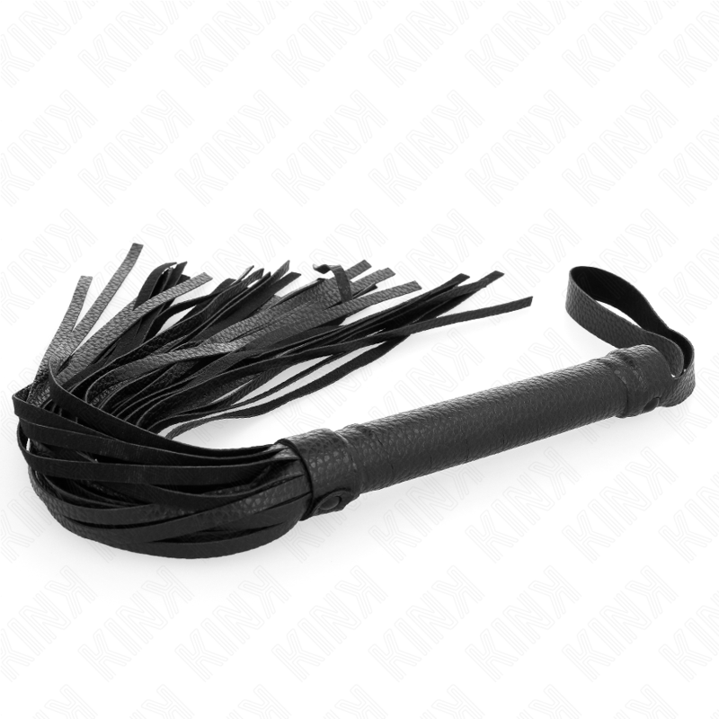 Látigo azul oscuro de 43.5 cm de la marca KINK Impact & Touch, con cuerda resistente y diseño ergonómico para BDSM.