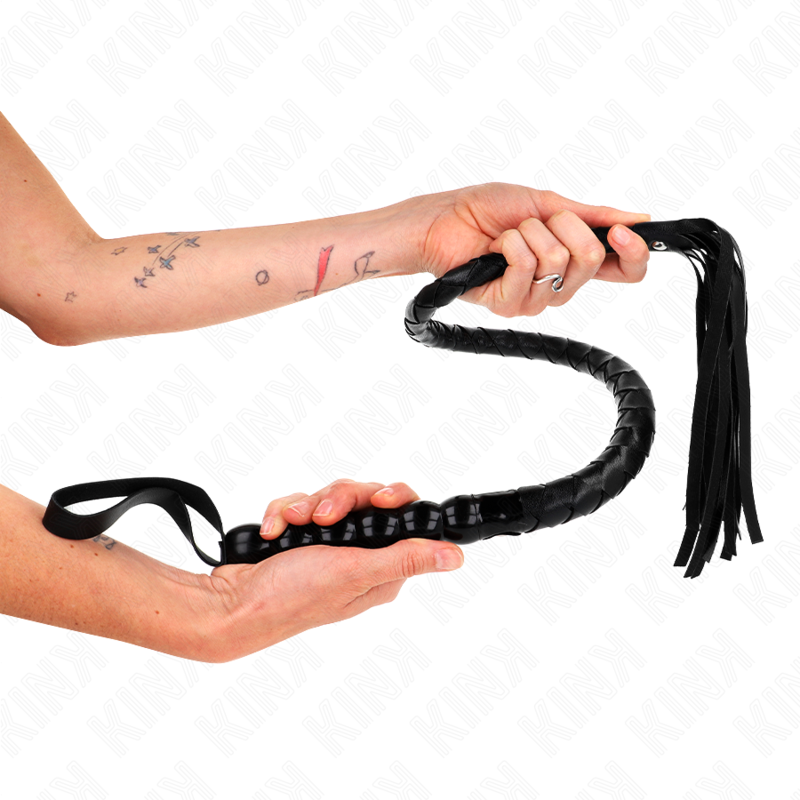 Latigo de serpiente KINK Impact & Touch con agarre de bolas, de 80 cm, cuero decorativo y diseño elegante para juegos sensuales