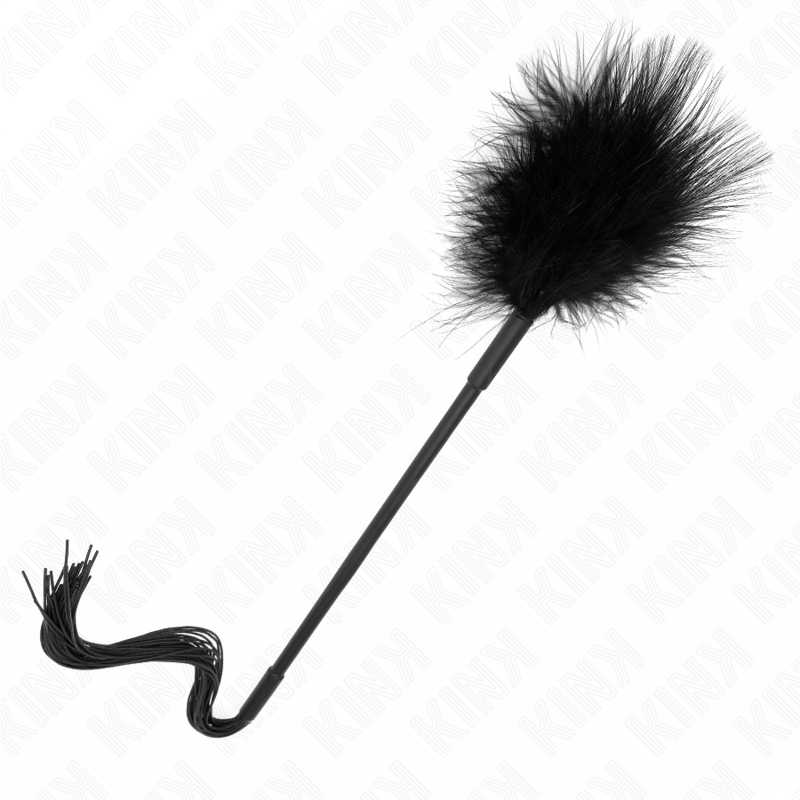 Silicone whip with feather tips from KINK Impact & Touch, 47 cm long, designed for light teasing and sensory play.