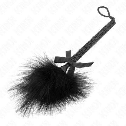 Masajeador de cuerda de nailon con plumas y lazo negro de 25 cm, de la marca KINK Impact & Touch, para cosquillas y relajación.
