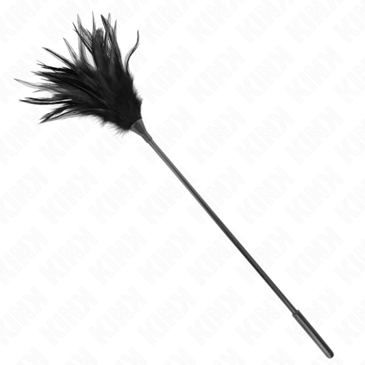 Plumas múltiples negras de 45 cm de la marca KINK Impact & Touch para cosquillas, en imagen con fondo blanco.