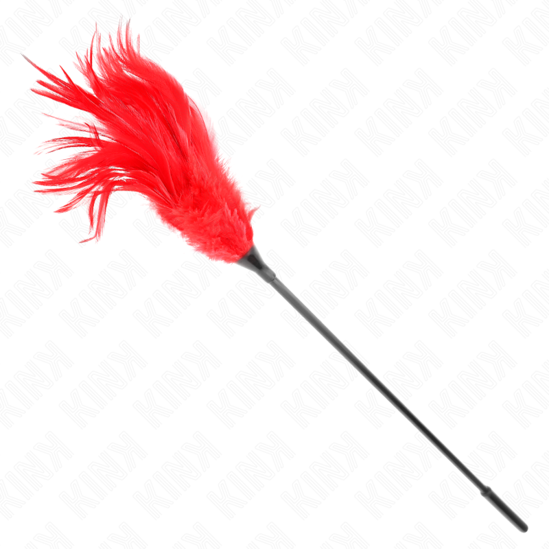 Plumas múltiples rojas de 45 cm para cosquillas, marca KINK IMPACT & TOUCH, con suaves plumas para juegos sensoriales.