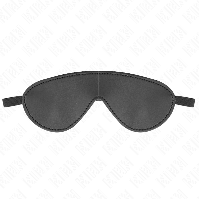 Venda de ojos de piel simple KINK MASKED ALLURE, tamaño 19.5 x 7.5 cm, con diseño suave y ajustable para juegos sensuales.