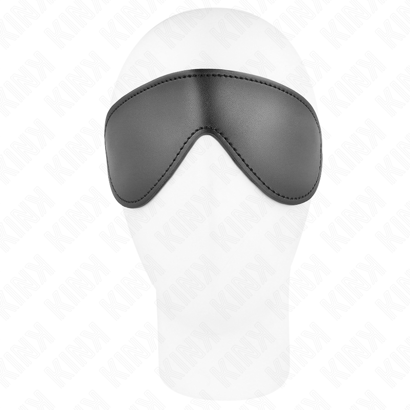 Venda de ojos de piel simple KINK Masked Allure, tamaño 19.5 x 7.5 cm, con diseño suave y ajustable para juego sensual.