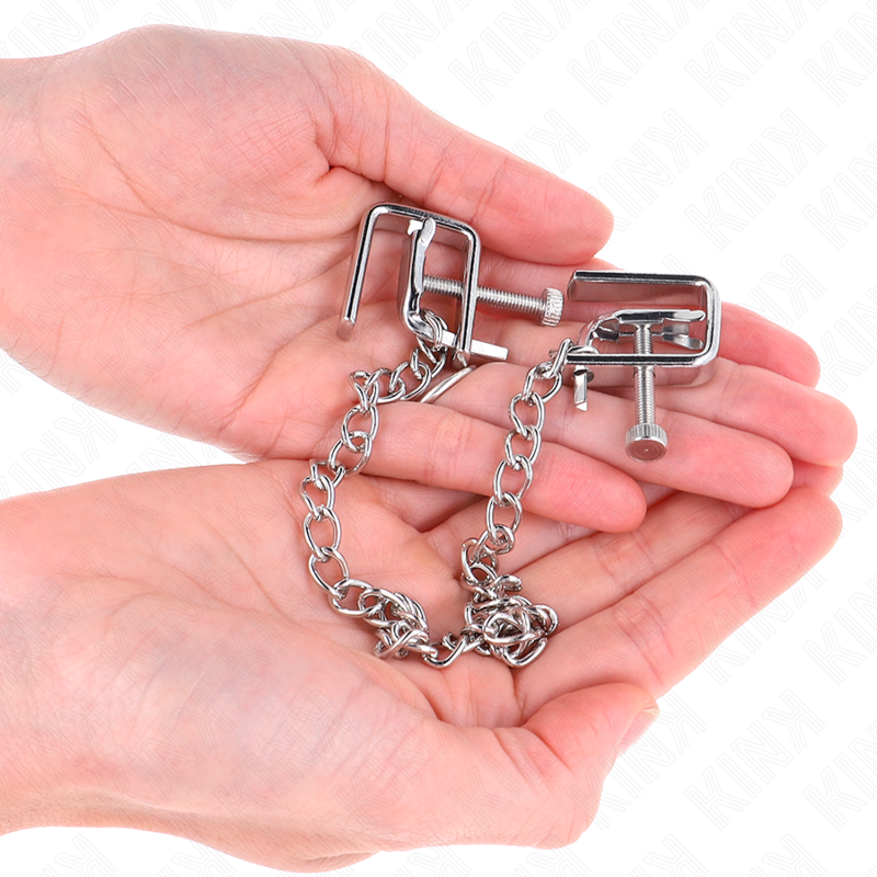 Pinzas para pezones KINK Nipple Grip, compresora con tornillo de banco y cadena de 30 cm, para estimulación y control.