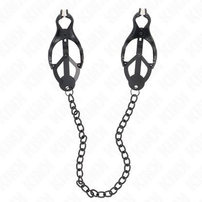 Pinzas para pezones KINK estilo japonés con cadena negra, de 30 cm, hechas de metal para estimulación sensorial.