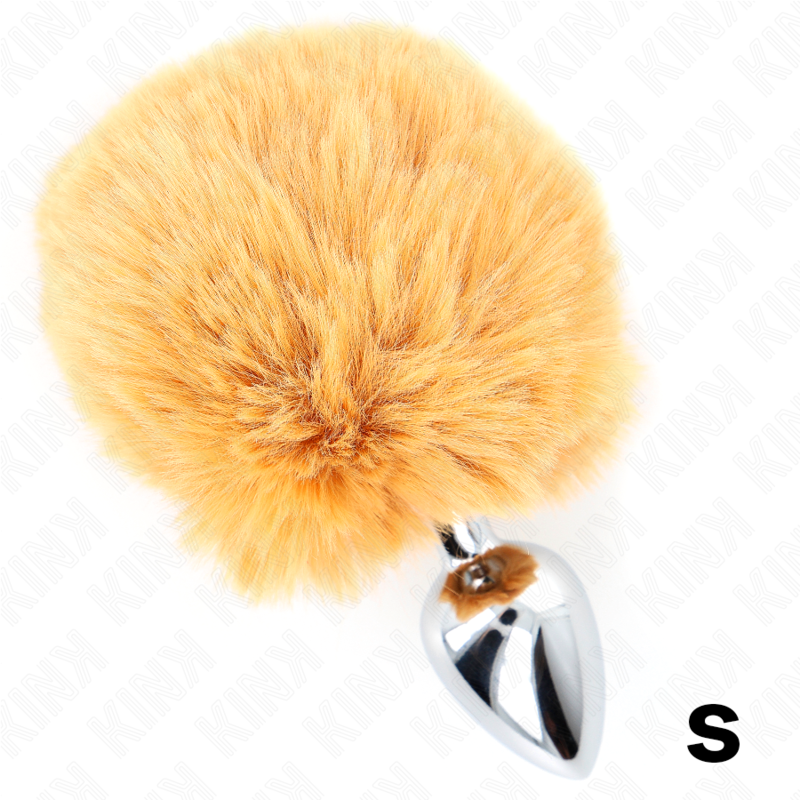 KINK - PLUG 7 x 3 CM STAINLESS STEEL WITH RABBIT TAIL 8 CM SYNTHETIC LEATHER BEIGE