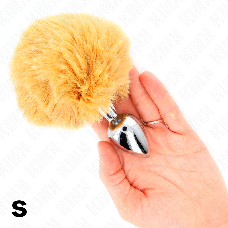 KINK - PLUG 7 x 3 CM STAINLESS STEEL WITH RABBIT TAIL 8 CM SYNTHETIC LEATHER BEIGE