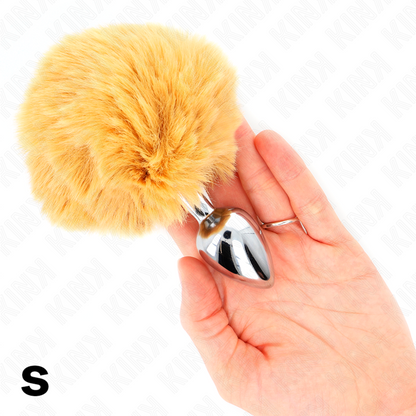KINK - PLUG 7 x 3 CM STAINLESS STEEL WITH RABBIT TAIL 8 CM SYNTHETIC LEATHER BEIGE