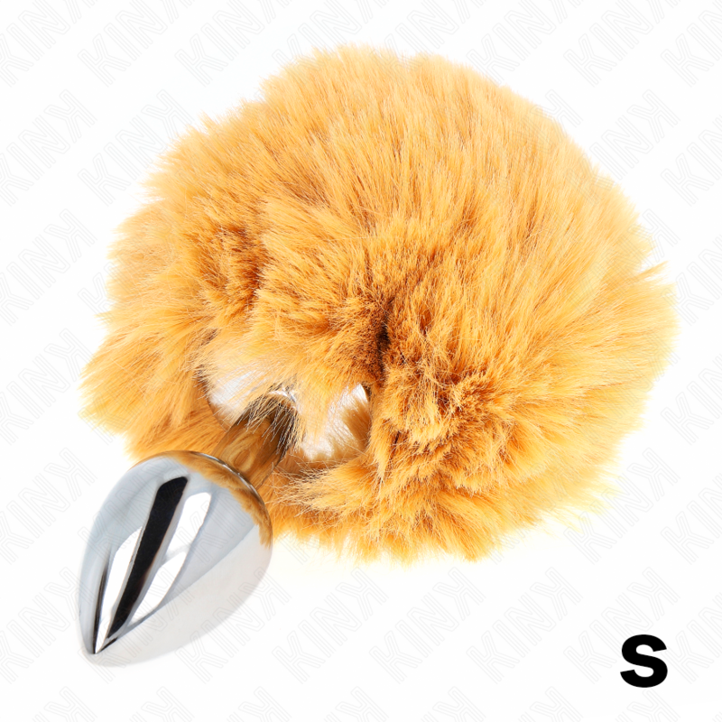 KINK - PLUG 7 x 3 CM STAINLESS STEEL WITH RABBIT TAIL 8 CM SYNTHETIC LEATHER BEIGE