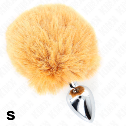 KINK - PLUG 7 x 3 CM STAINLESS STEEL WITH RABBIT TAIL 8 CM SYNTHETIC LEATHER BEIGE