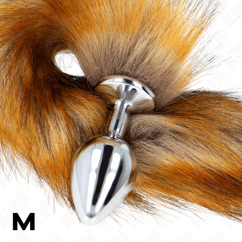 KINK - PLUG ANAL TALLA M 8 X 3.5 CM AMB CUA SINTÈTICA 40 CM MARRÓ