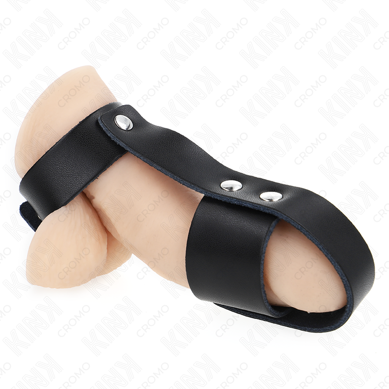 Anillo de pene de cuero ajustable de la marca KINK RING POWER con divisor de bolas y diseño en forma de jaula.