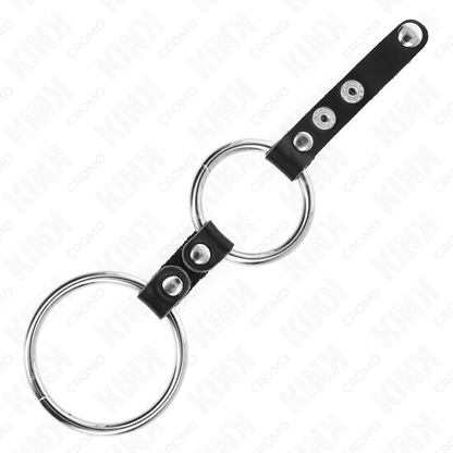 KINK - ANELL PENIS DOBLE 3.8 CM A 5 CM CONNECTATS PER CUIR