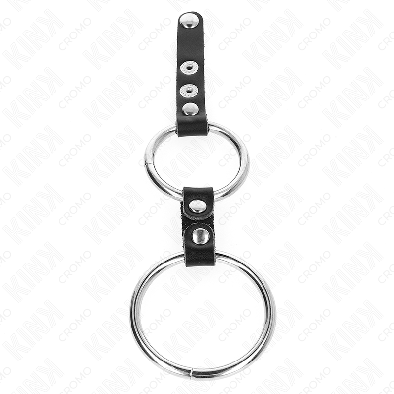 KINK - ANELL PENIS DOBLE 3.8 CM A 5 CM CONNECTATS PER CUIR