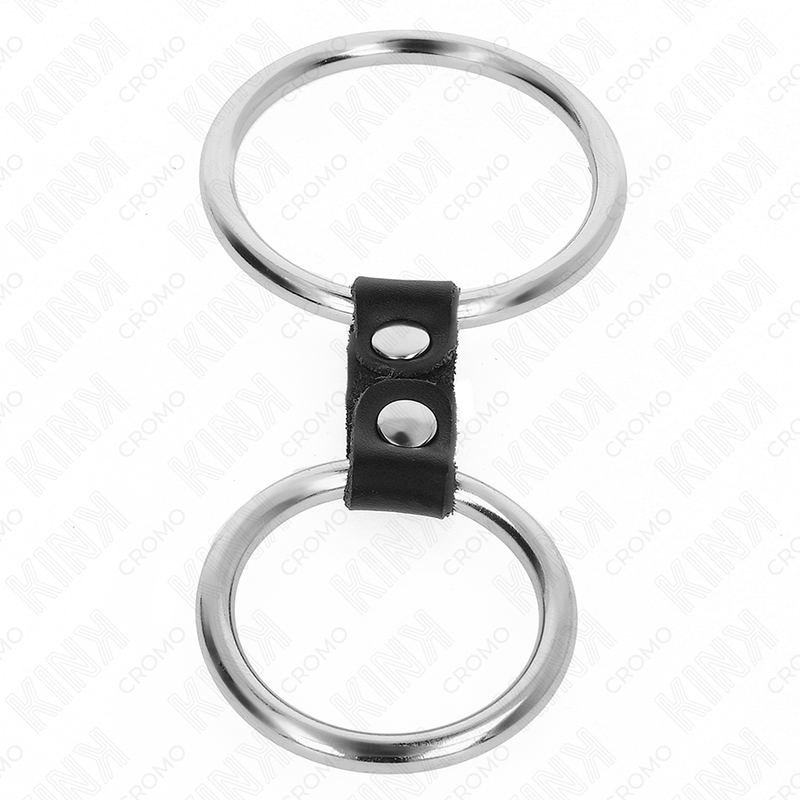 KINK - ANELL PENIS DOBLE METALL 3.7 CM A 5 CM CONNECTATS PER CORRETJA POLIPIEL MODEL 2