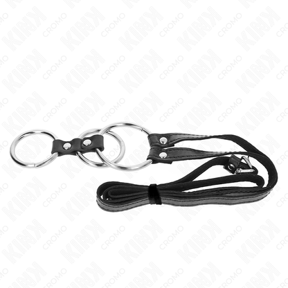KINK - ANELL PENIS METALL TRIPLE 3.8 CM A 5 CM AMB CINTURÓ POLIPEL 112 CM