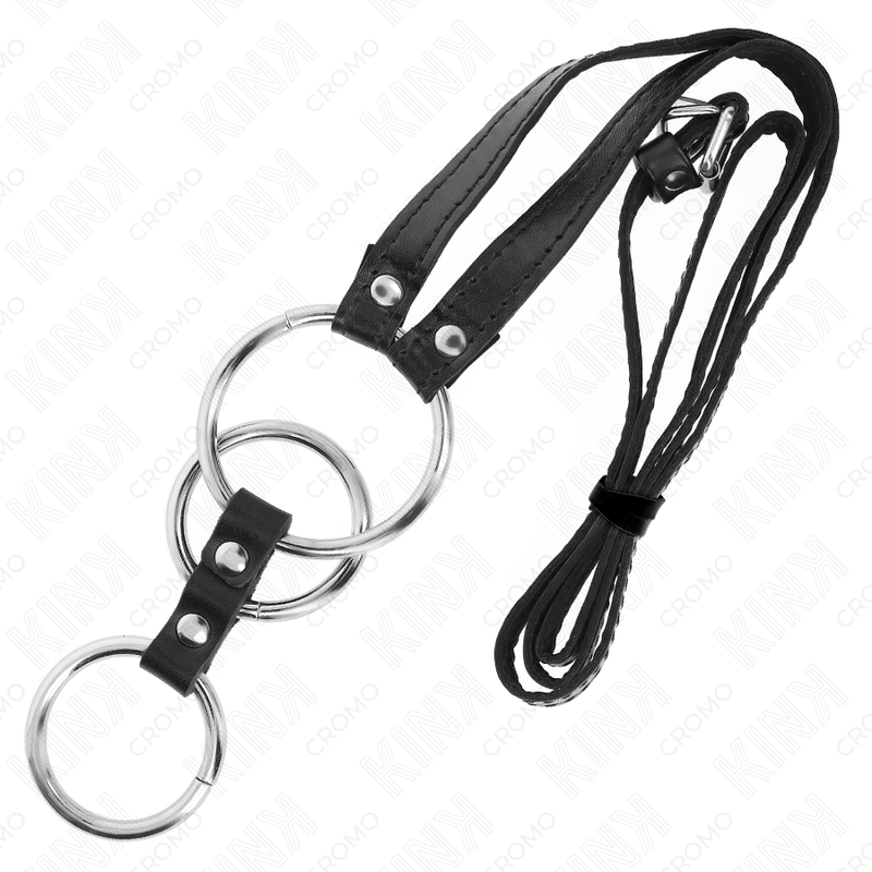 KINK - ANELL PENIS METALL TRIPLE 3.8 CM A 5 CM AMB CINTURÓ POLIPEL 112 CM