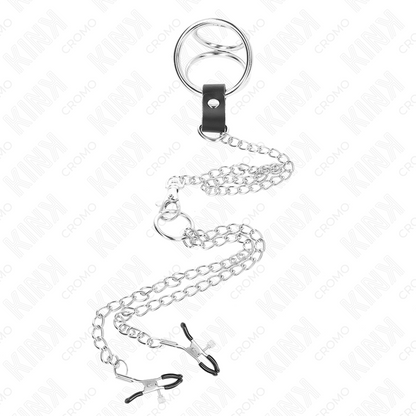 KINK - ANELL PENIS TRIPLE METALL CROMAT 3.8 CM A 5 CM AMB CADENA METALL 26 CM I PINCES PER A PEIXONS MODEL 1