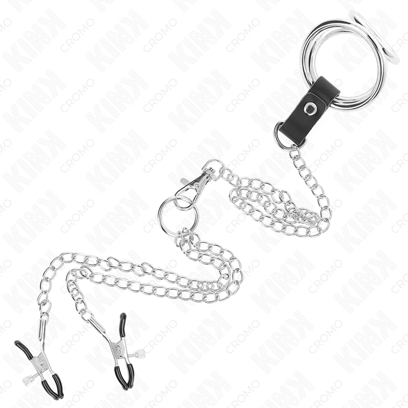 KINK - ANELL PENIS TRIPLE METALL CROMAT 3.8 CM A 5 CM AMB CADENA METALL 26 CM I PINCES PER A PEIXONS MODEL 1