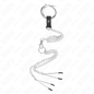 KINK - TRIPLE CHROME-PLATED METAL PENIS RING 3 CM TO 4.5 CM WITH 26 CM METAL CHAIN ​​AND NIPPLE CLIPS
