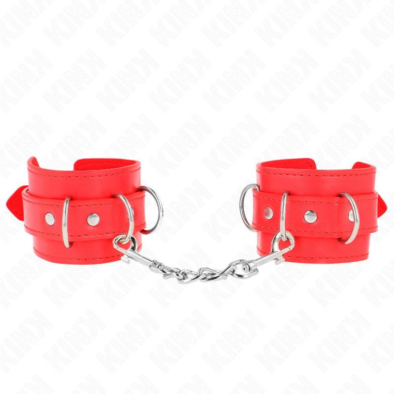 Muñequera ajustable KINK con 3 anillas en rojo, tamaño 17,5-25 cm y 6 cm de ancho, para restricción de muñecas.
