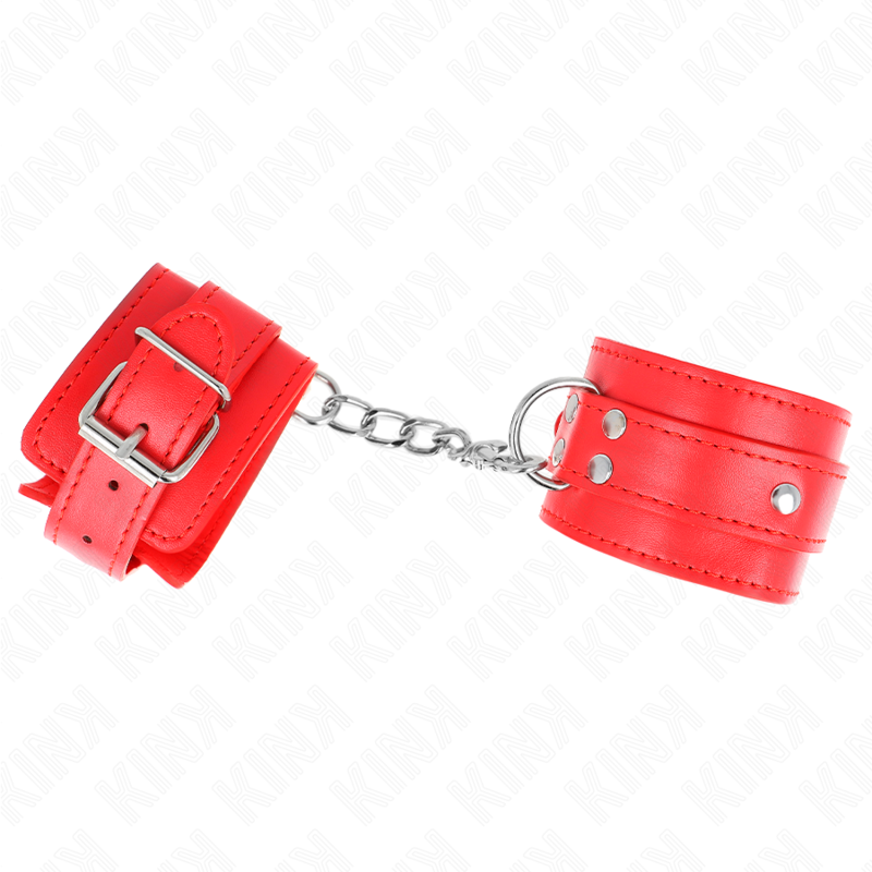 Muñequera ajustable KINK con 3 anillas en rojo, de 17,5 a 25 cm y 6 cm de ancho, para restricción de muñecas.