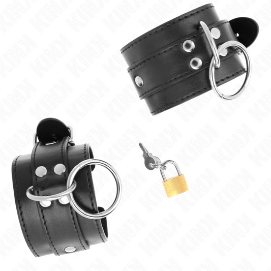 KINK - Wristbands with Locking Rings, Black, Adjustable, 20-28 cm x 5.5 cm