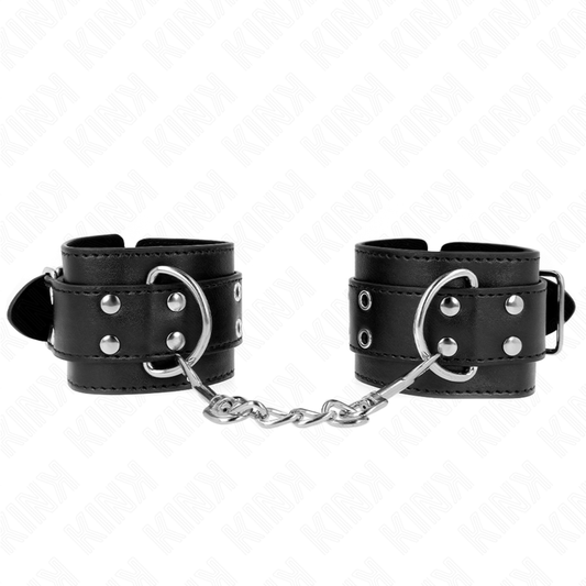 KINK - WRISTBANDS WITH DOUBLE ROW OF STUDS BLACK ADJUSTABLE 19-26 CM