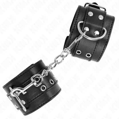 KINK - WRISTBANDS WITH DOUBLE ROW OF STUDS BLACK ADJUSTABLE 19-26 CM