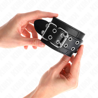 KINK - WRISTBANDS WITH DOUBLE ROW OF STUDS BLACK ADJUSTABLE 19-26 CM