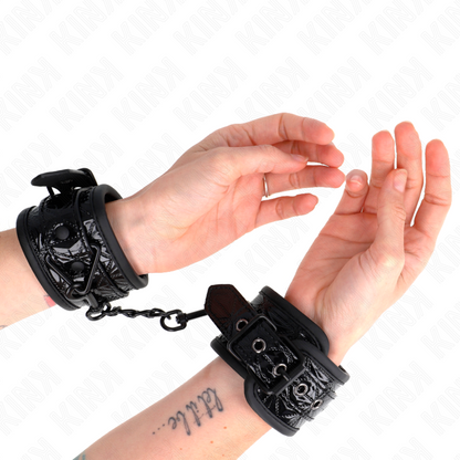 KINK - Adjustable Black Diamond Pattern Wristbands 17-26 cm x 5.5 cm