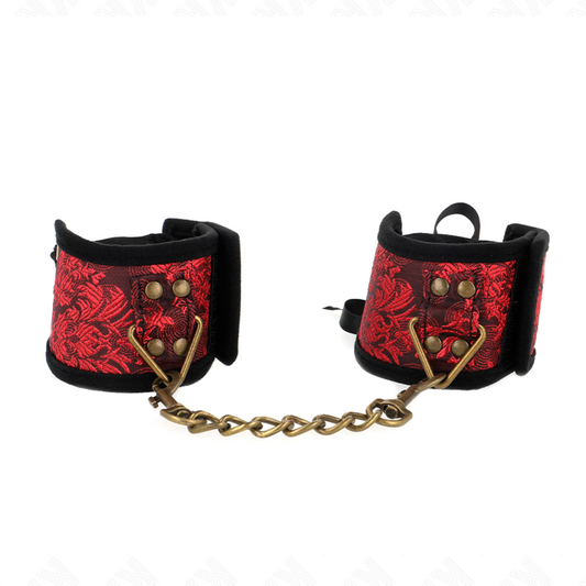 KINK - WRISTBANDS SCANDAL DESIGN RED-BLACK BOW DETAIL 24.5 CM X 6.5 CM