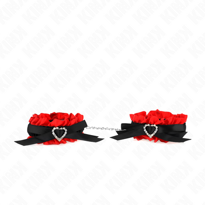 Muñequera elástica de encaje KINK con detalle de corazón rojo ajustable de 22 a 35 cm, para restricción de muñecas.
