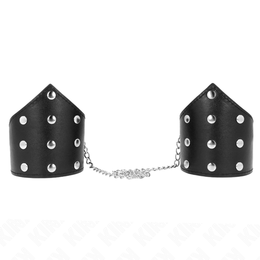 KINK - Pointed Style Wristbands, Black, with Adjustable Chain, 17-23 cm x 8.5 cm