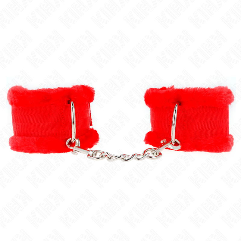 Muñequeras forradas rojas ajustables KINK WRIST RESTRAINT, para muñecas de 17-31 cm x 7 cm, en imagen.
