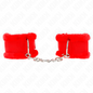 Muñequeras forradas rojas ajustables KINK WRIST RESTRAINT, para muñecas de 17-31 cm x 7 cm, en imagen.