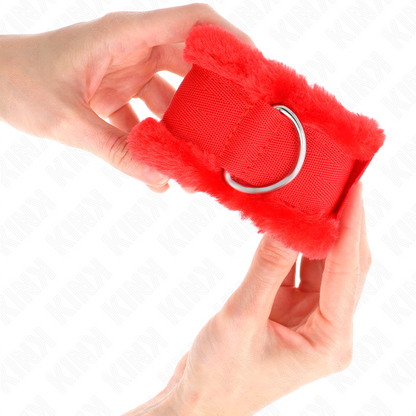Muñequera forrada roja ajustable de KINK, pulsera de restricción de mano, tamaño de 17-31 cm y 7 cm de ancho.