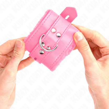 KINK - PINK LINED WRISTBANDS WITH SQUARE HOLES AND ADJUSTABLE PINK STRAP 17-29 CM X 6 CM