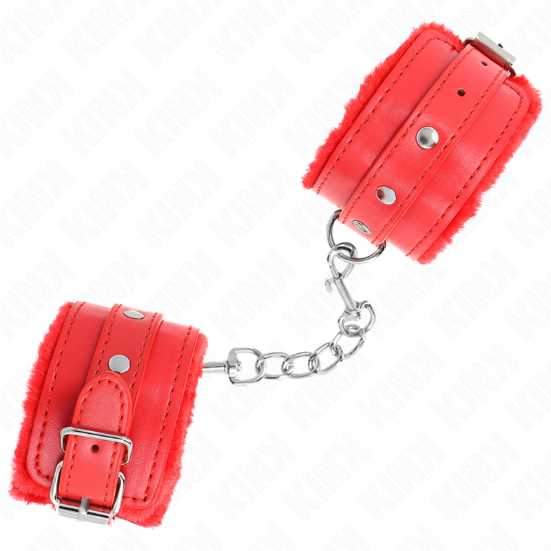 Muñequera forrada premium KINK en color rojo con correa ajustable, tamaño 17-29 cm, resistente y cómoda para uso seguro.