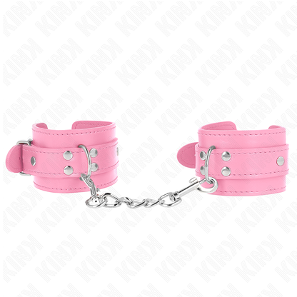 Muñequera sencilla rosa ajustable de la marca KINK, resistente y cómoda, mide 20-23 cm de largo y 5.5 cm de ancho.