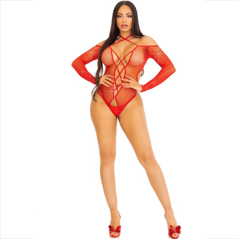 LEG AVENUE - BODY CROTCHLESS AMB BRILLANT VERMELL