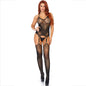 Body de encaje de la marca LEG AVENUE, pantimedias ajustadas y transparentes con diseño de encaje elegante.