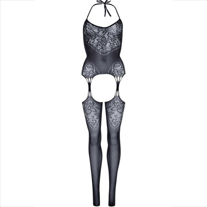 Medias de encaje LEG AVENUE Bodystocking con diseño elegante y transparente, ajustadas a la figura para un estilo seductor.