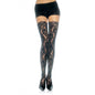 Leg Avenue floral lace stockings featuring intricate designs and a sheer finish, perfect for elegant outfits.